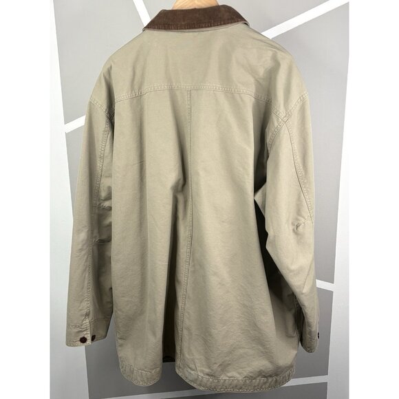 LL Bean Lined Barn Coat Mens XXL REG Beige Chore Corduroy Collar Khaki *Read* - Picture 5 of 16